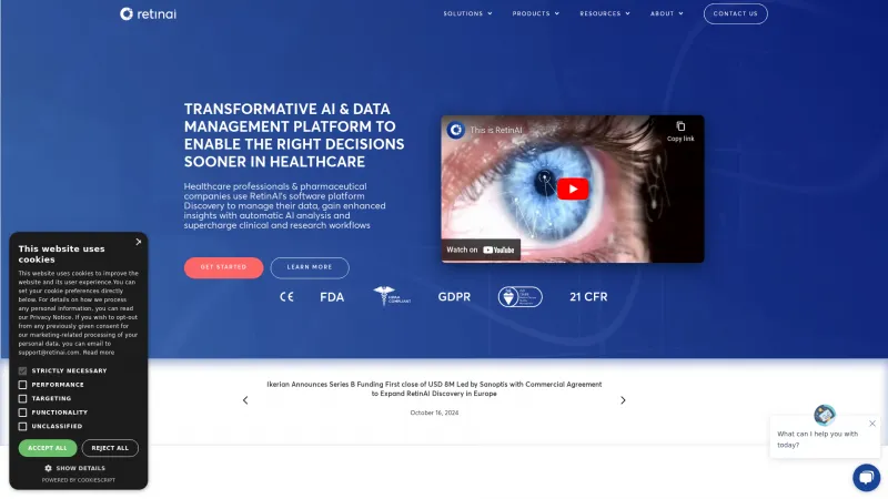 Homepage of RetinAI