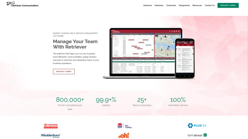 Homepage of Retriever Mobility Platform