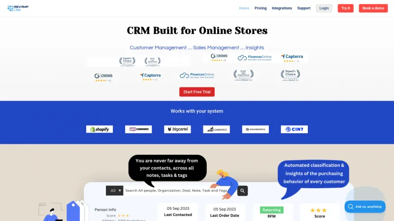 Homepage of Revamp CRM