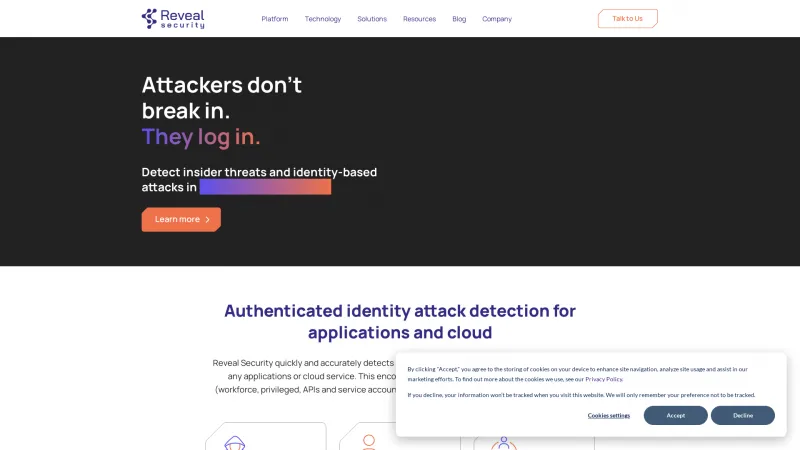 Homepage of RevealSecurity