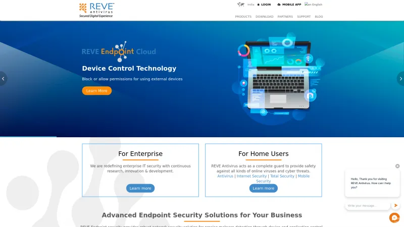 Homepage of REVE Antivirus