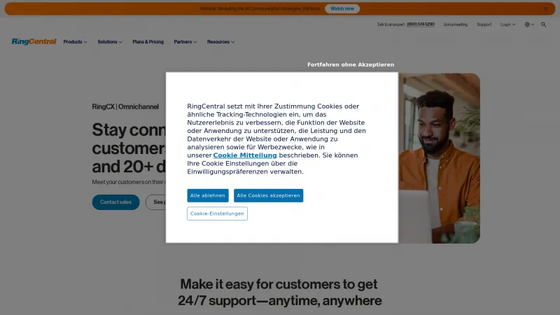 Homepage of RingCentral Engage