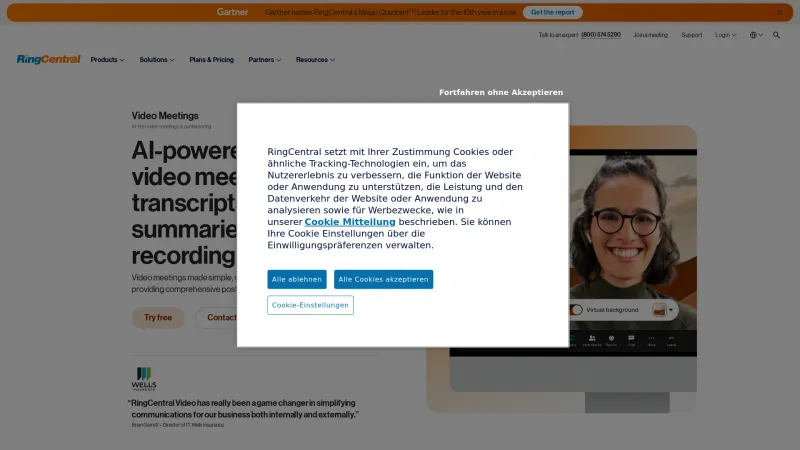 Homepage of RingCentral Video