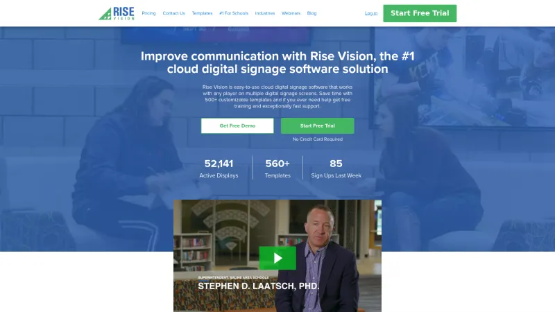 Homepage of Rise Vision