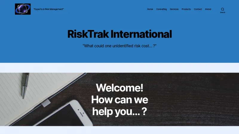 Homepage of RiskTrak