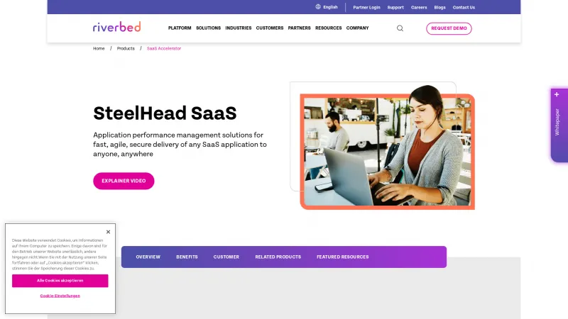 Homepage of Riverbed SaaS Accelerator