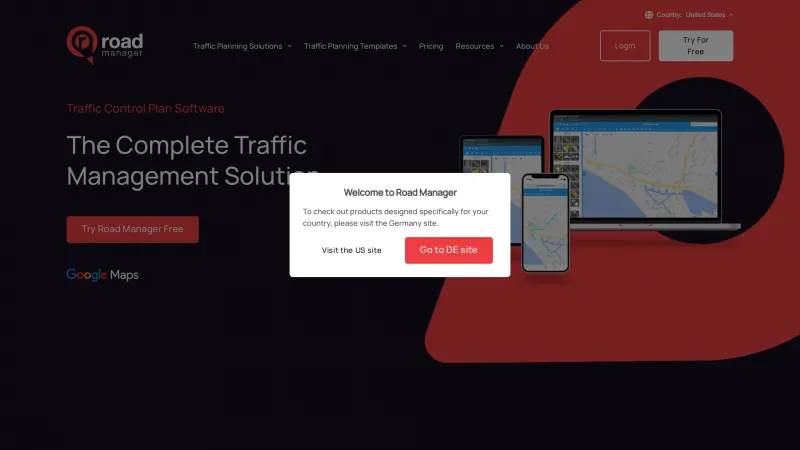 Homepage of Road Manager