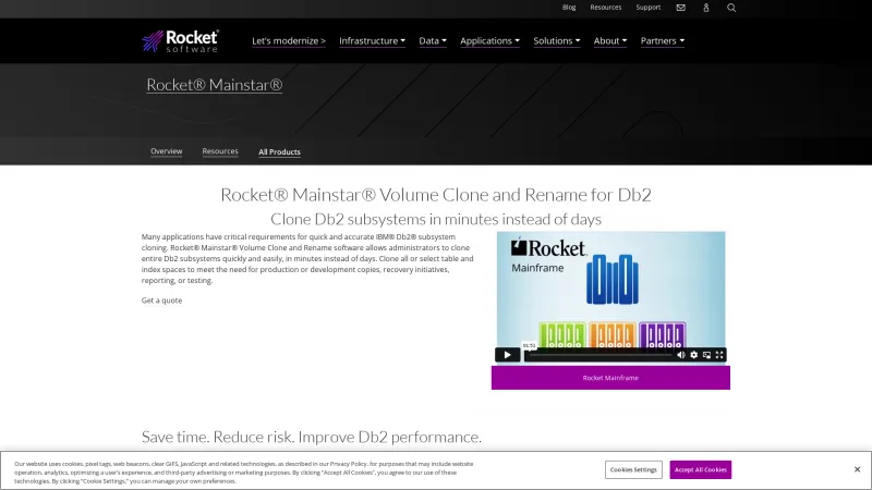 Homepage of Rocket Mainstar Database Backup and Recovery