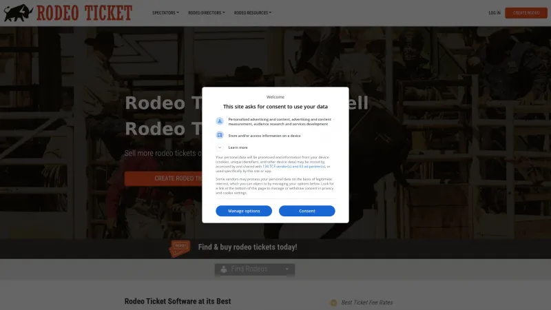 Homepage of Rodeo Ticket