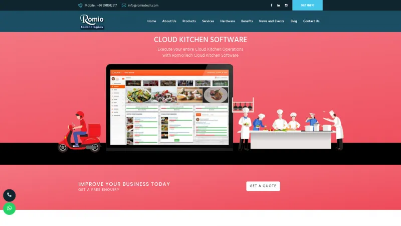 Homepage of RomioTech Cloud Kitchen