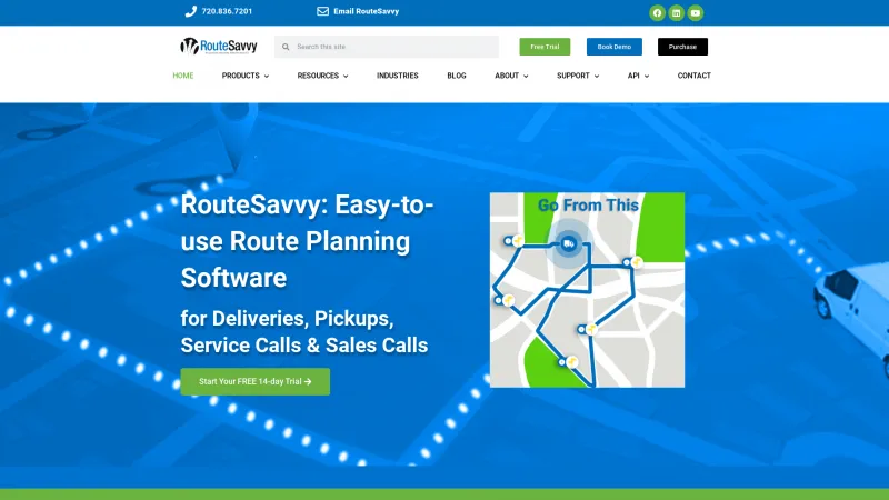 Homepage of RouteSavvy