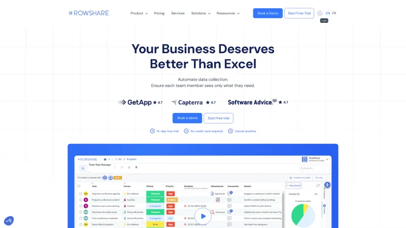 Homepage of RowShare