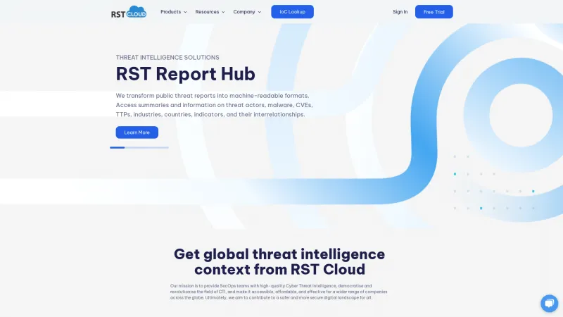 Homepage of RST Cloud