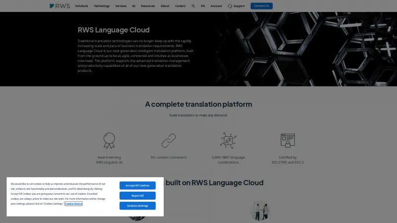 Homepage of RWS Language Cloud