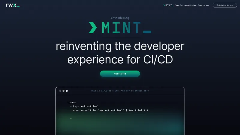 Homepage of Mint CI/CD