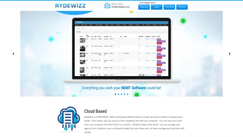 Homepage of RydeWizz