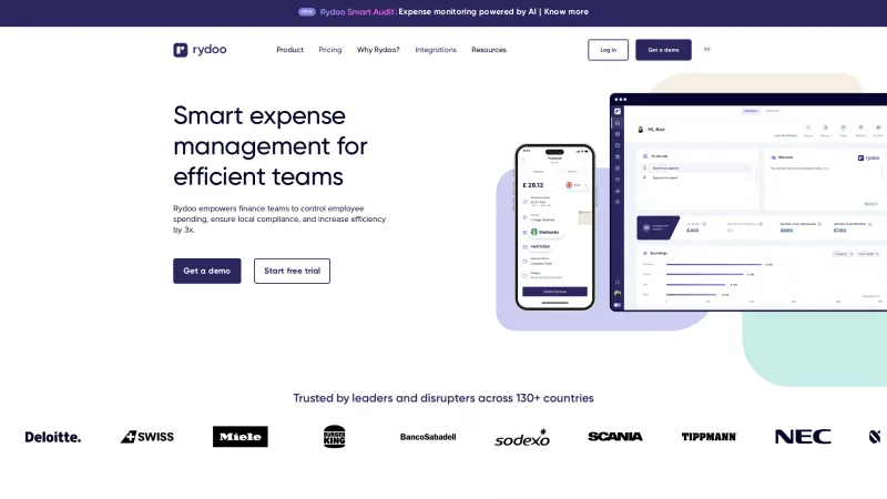 Homepage of Rydoo