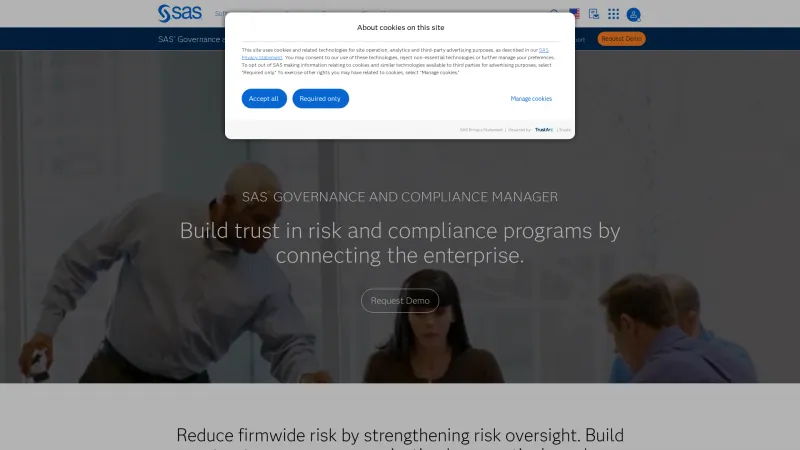 Homepage of SAS Governance and Compliance Manager