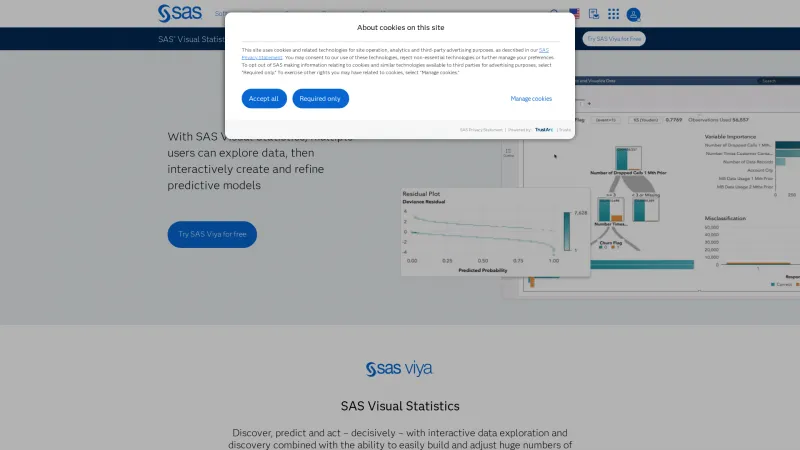 Homepage of SAS Visual Statistics