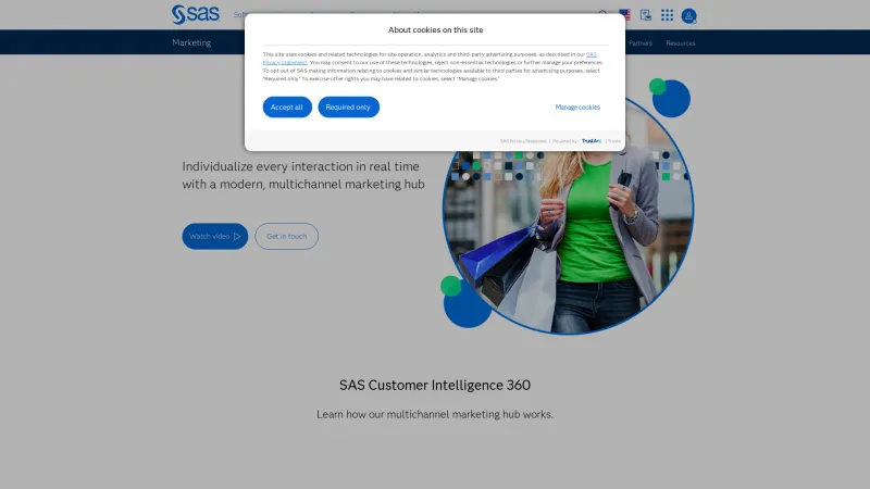 Homepage of SAS Customer Intelligence