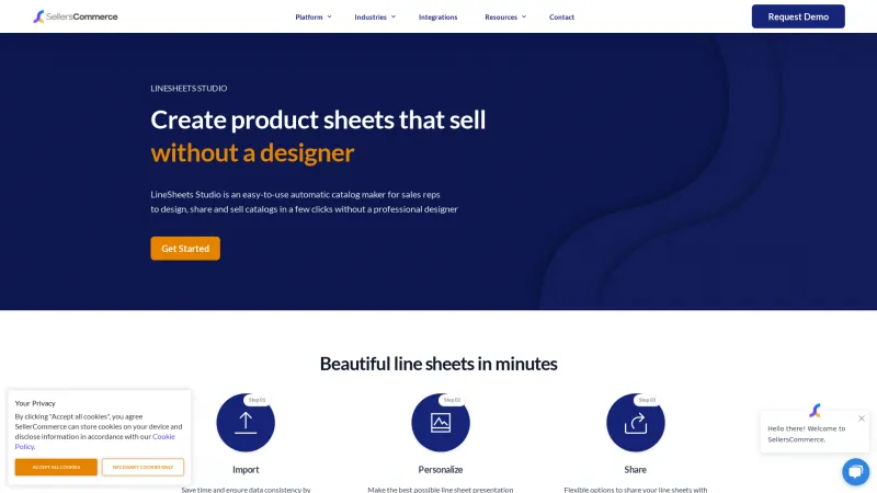 Homepage of LineSheets Pro