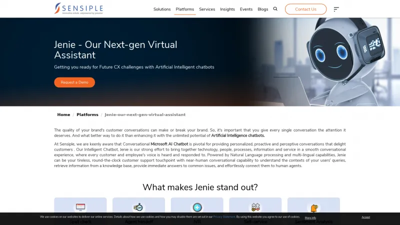 Homepage of Jenie