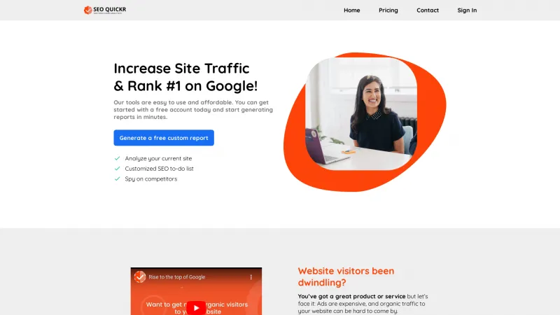 Homepage of SEO Quickr