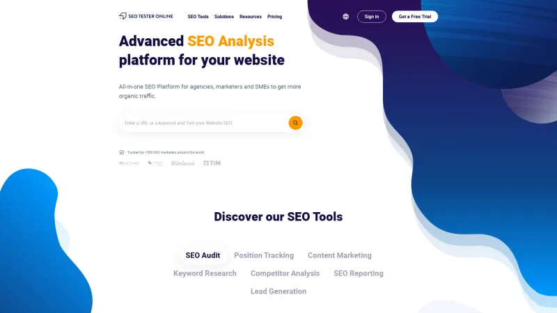 Homepage of SEO Tester Online