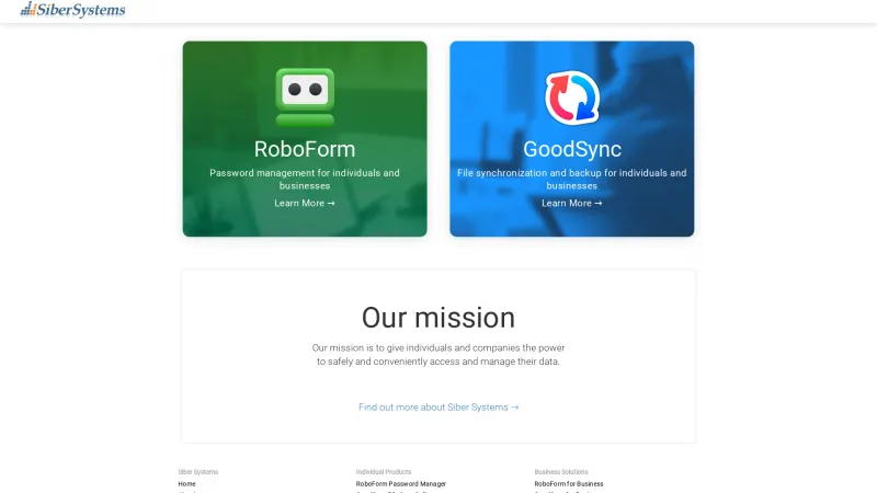 Homepage of GoodSync