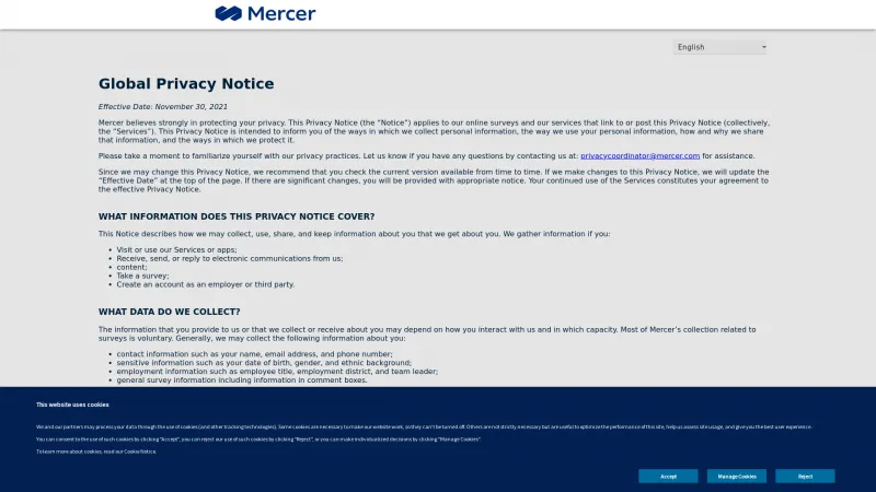 Homepage of Mercer Sirota