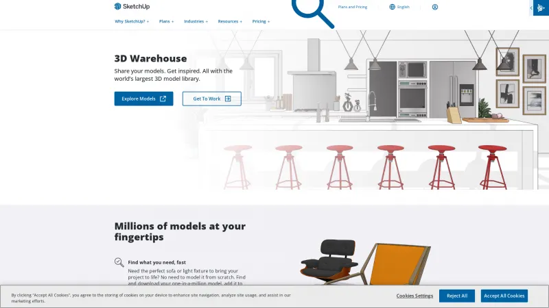 Homepage of 3D Warehouse