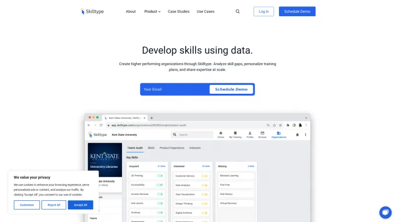 Homepage of Skilltype