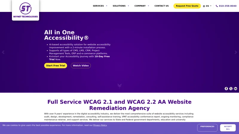 Homepage of All in One Accessibility