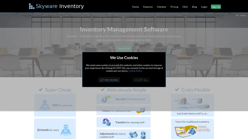 Homepage of Skyware Inventory