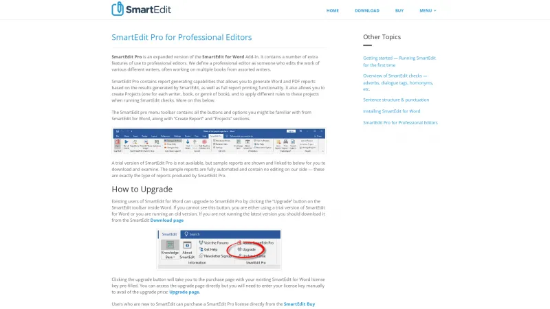 Homepage of SmartEdit Pro