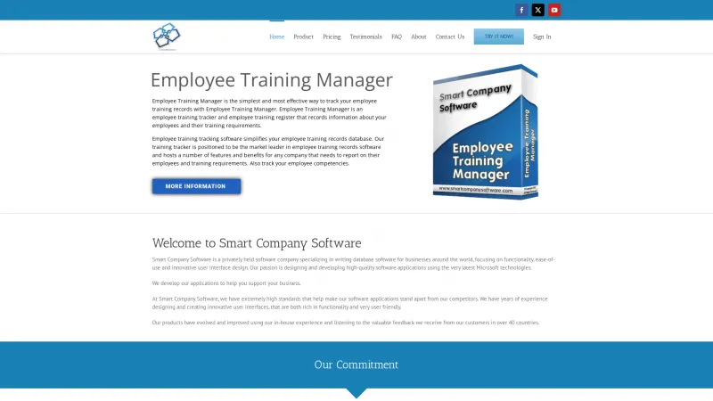 Homepage of Employee Training Manager