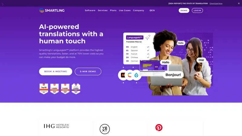 Homepage of Smartling