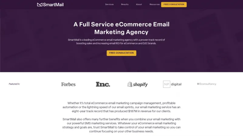 Homepage of SmartMail