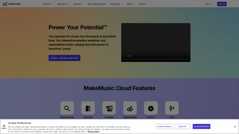 Homepage of SmartMusic