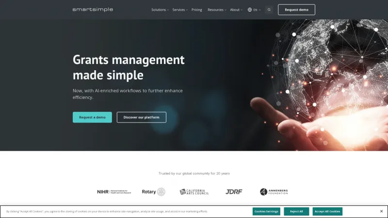 Homepage of SmartSimple CLOUD for Government Funding