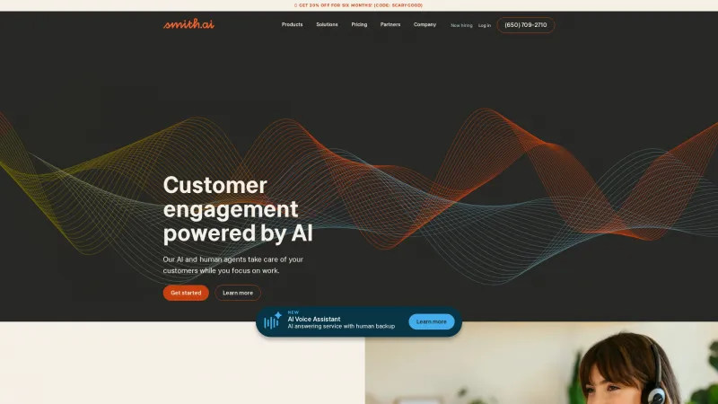 Homepage of Smith.ai Live Website Chat