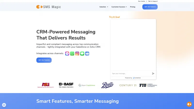 Homepage of SMS-Magic