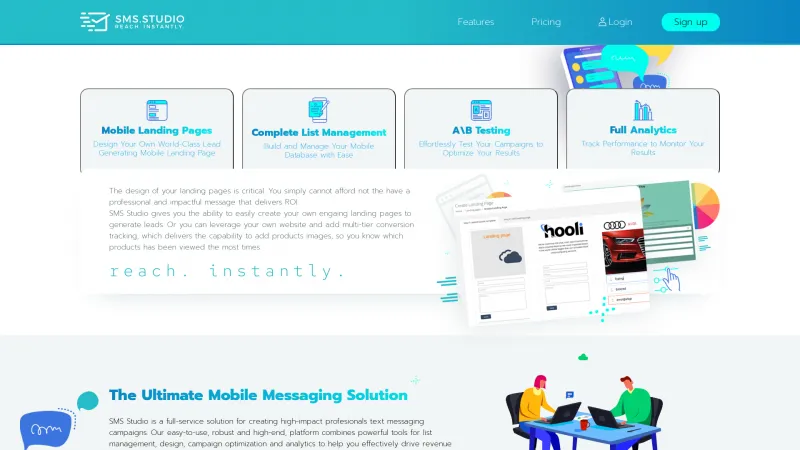 Homepage of SMS Studio