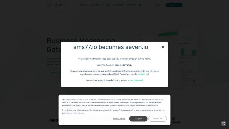 Homepage of sms77