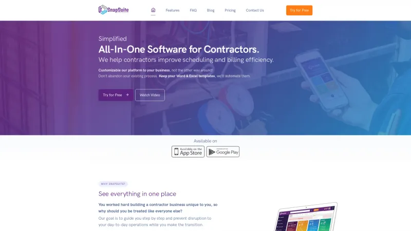 Homepage of SnapSuite