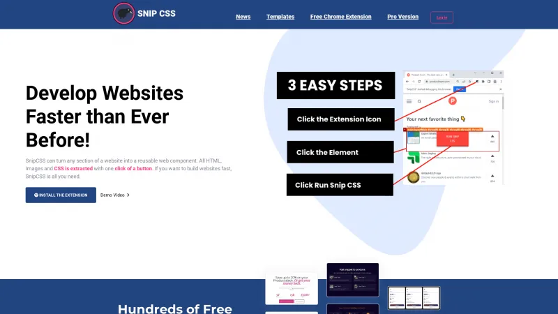 Homepage of SnipCSS