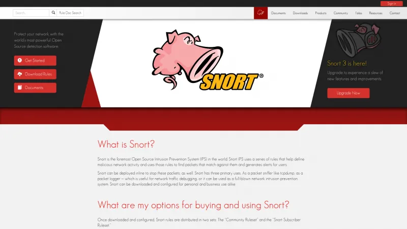 Homepage of Snort