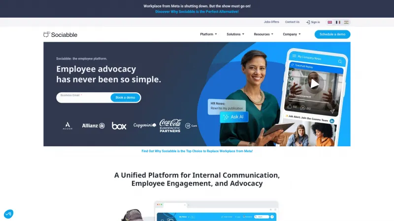 Homepage of Sociabble