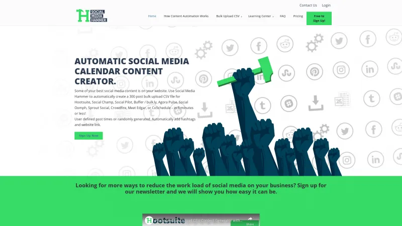 Homepage of Social Media Hammer