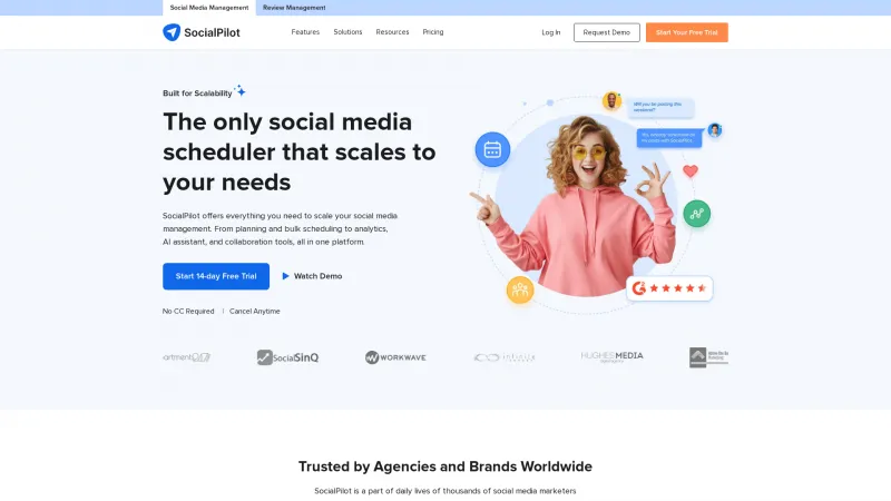 Homepage of SocialPilot